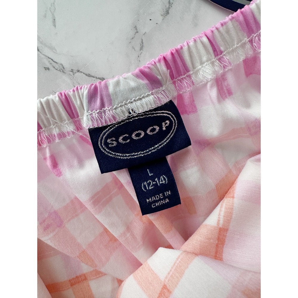 Scoop Cotton Sleeveless Gingham Tie Back Summer Midi Dress Women's Size Large - Picture 8 of 13